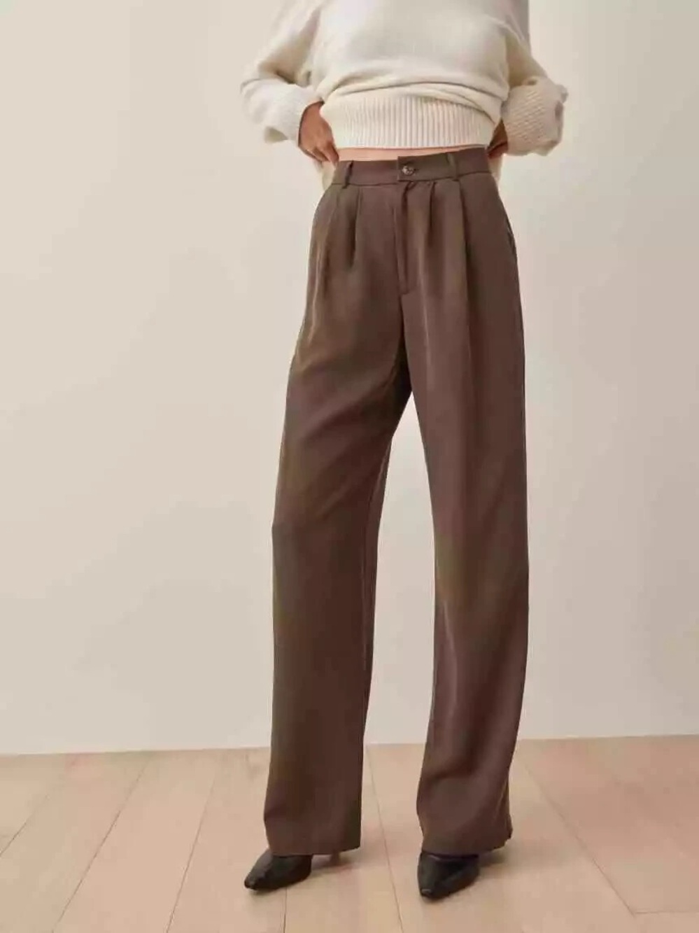 Reformation Mason Pleated Wide-Leg Pants